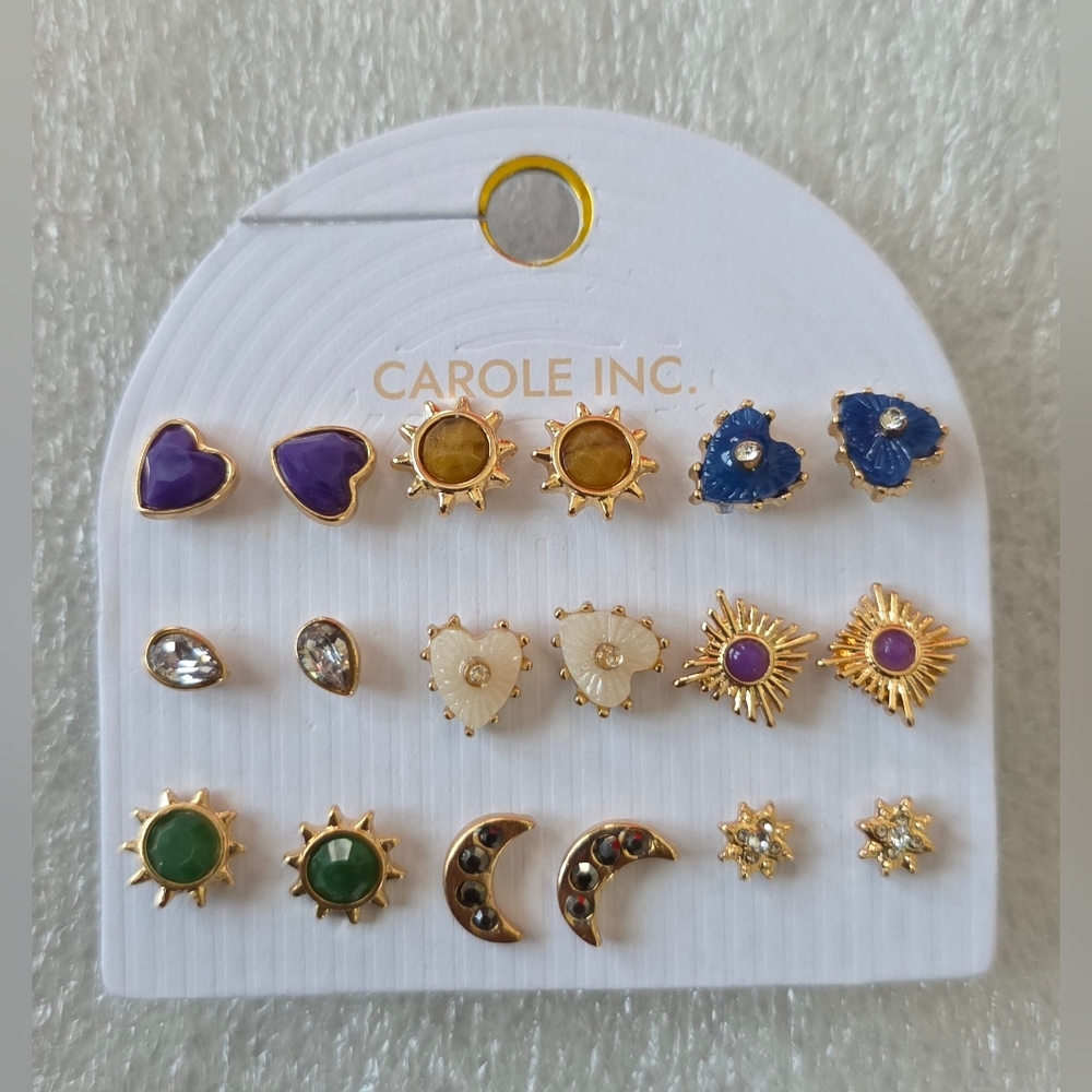 Carole Inc. Gold and Multicolor Earring Set, 6PK